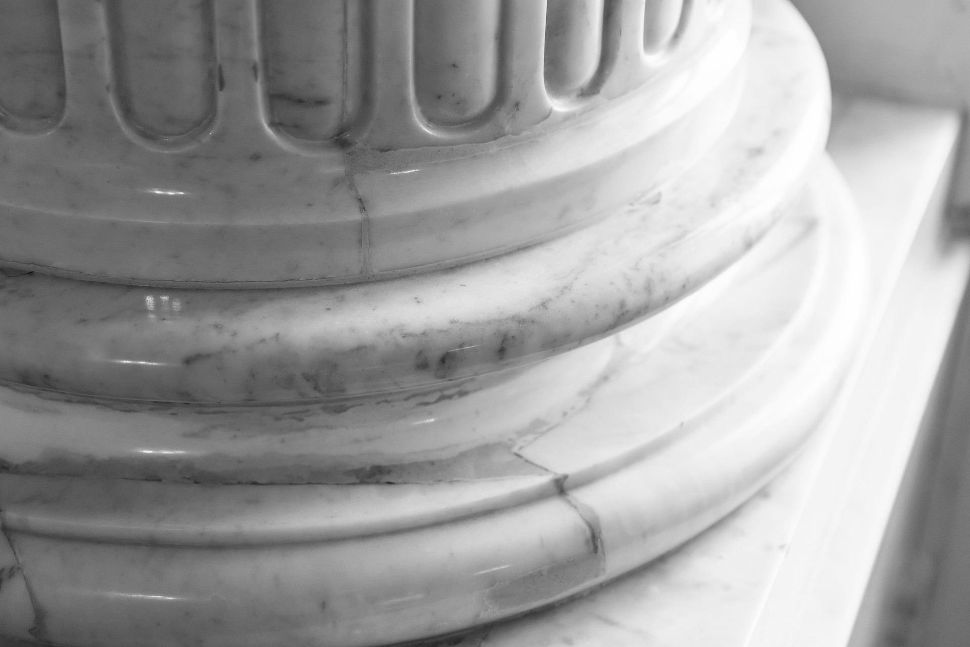 Classic antique interior fragment, round pillar base